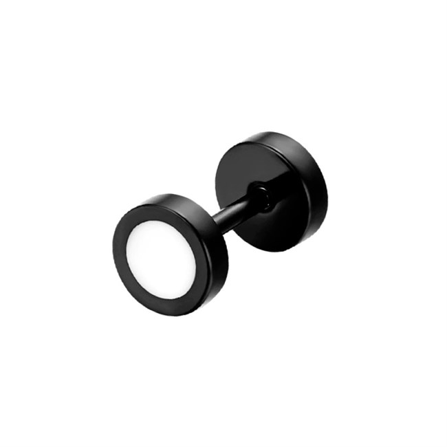 6 mm Stud Ørering Sort Og Hvid