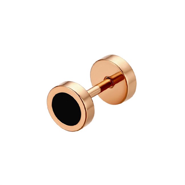 6 mm Stud Ørering Rose Gold Og Sort