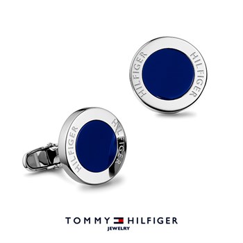 Tommy Hilfiger Manchetknapper Runde Blå & Poleret Stål