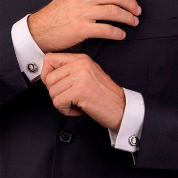Stilfulde sort og sølvtone manchetknapper fra Festina.