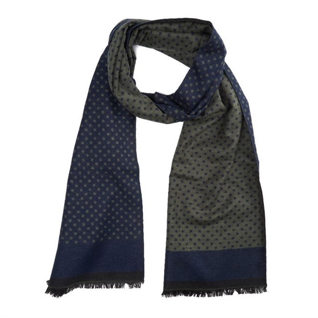 Tørklæde CXDK Børstet Silke Grøn & Blå prikket