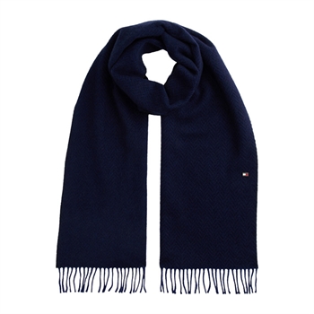 Klassisk stilrent tørklæde i navy fra Tommy Hilfiger med logo