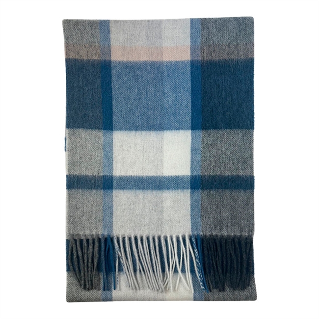 Ternet uld halstørklæde i farverne blå og grå fra Portia