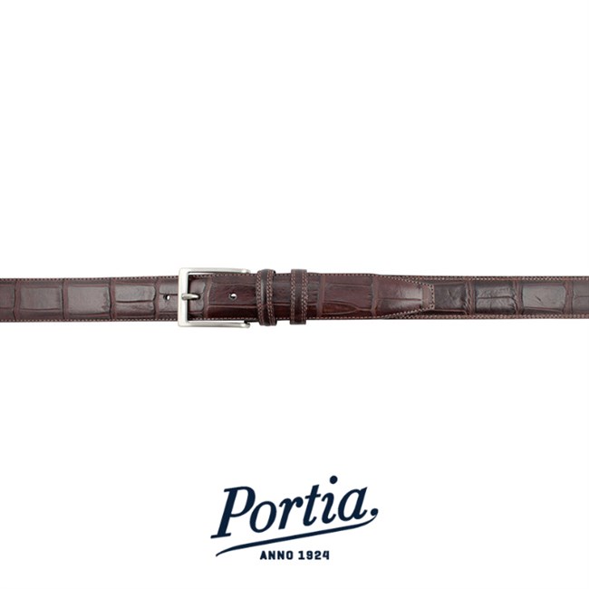 Portia Bælte Croco Design Italy Dark Brown