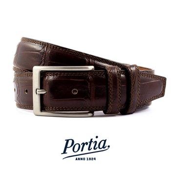 Portia Bælte Croco Design Italy Dark Brown