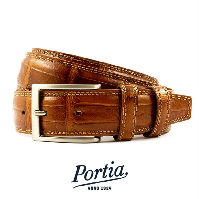 Portia Bælte Croco Design Italy Cognac