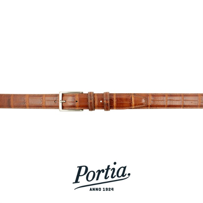 Portia Bælte Croco Design Italy Cognac