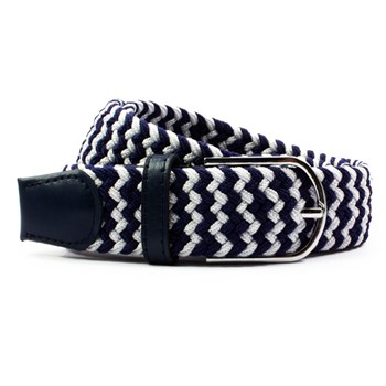 Elastisk Bælte Zigzag Mønster Navy & Hvid