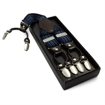 BestMan Seler Bred Navy Stribet med 6-Clips