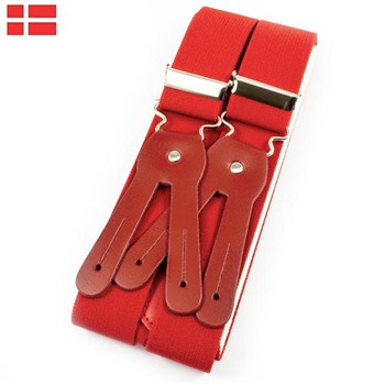 Klassiske Brede Y-Seler med Læderstropper Røde 120 cm