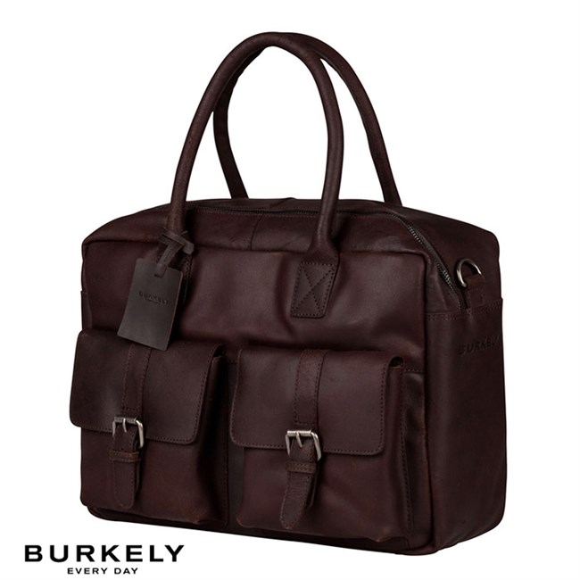 Arbejdstaske Burkely Vintage Dark Brown Læder