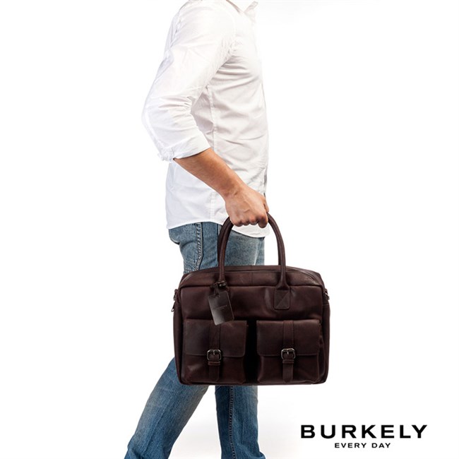 Arbejdstaske Burkely Vintage Dark Brown Læder