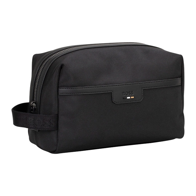 Pæn toilettaske i sort med logo fra BOSS
