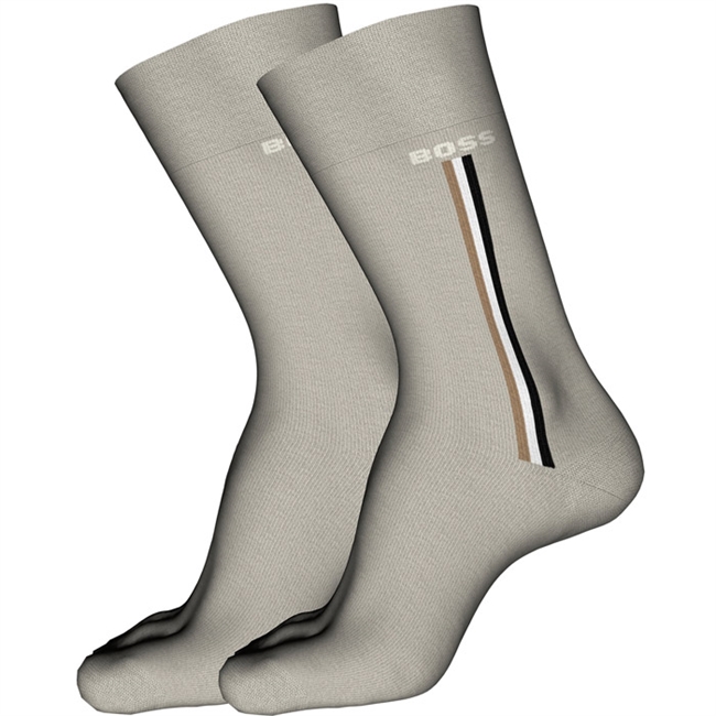 Smarte beige bomuld sokker fra BOSS med logo detaljer.