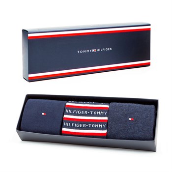 Tommy Hilfiger Logo Strømpe-Gaveæske 3-pak Navy