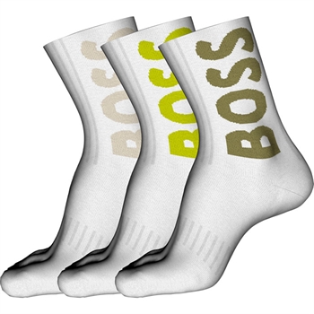 Smarte 3-pak hvide tennis sokker fra BOSS med logo i farver.