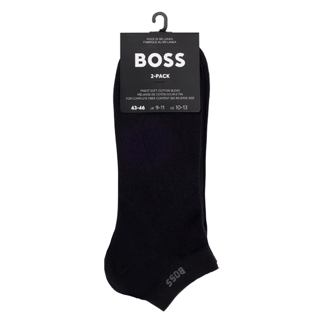 Lækker 2-pak sorte ankel sokker fra BOSS med logo