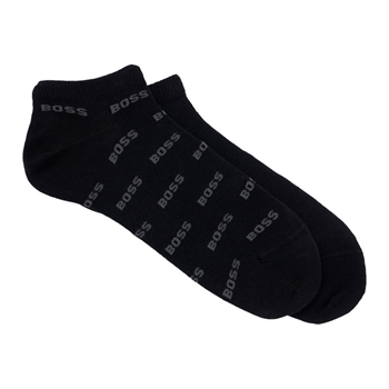 2-pak sorte ankel sokker fra BOSS med logo detaljer