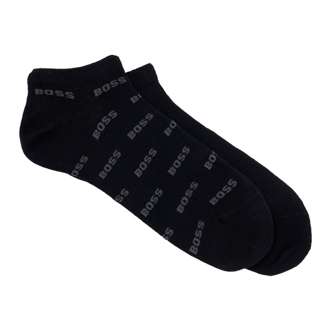 2-pak sorte ankel sokker fra BOSS med logo detaljer