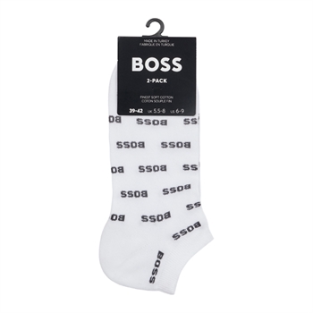 2-pak hvide ankel sokker fra BOSS med logo detaljer