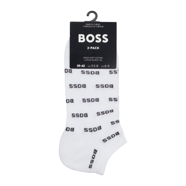 2-pak hvide ankel sokker fra BOSS med logo detaljer