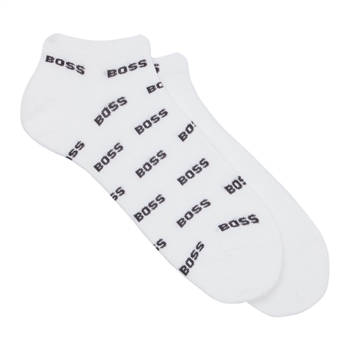 2-pak hvide ankel sokker fra BOSS med logo detaljer