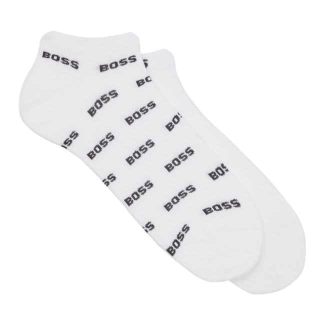 2-pak hvide ankel sokker fra BOSS med logo detaljer