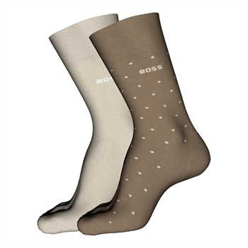 2-pak brune sokker fra BOSS med logo