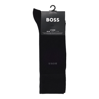 2-pak sorte bambus sokker fra BOSS med logo
