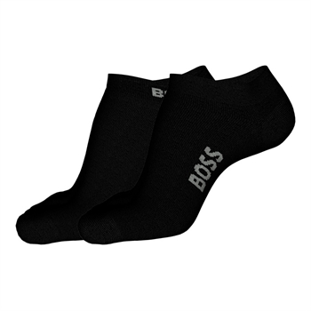 2-pak sorte ankel sokker fra BOSS med logo