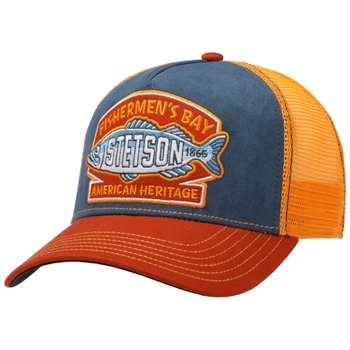 Smart truckercap fra Stetson i orange og blå.