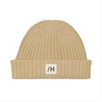 Beanie Rib Strikket Hue Økologisk Bomuld Selected Beige