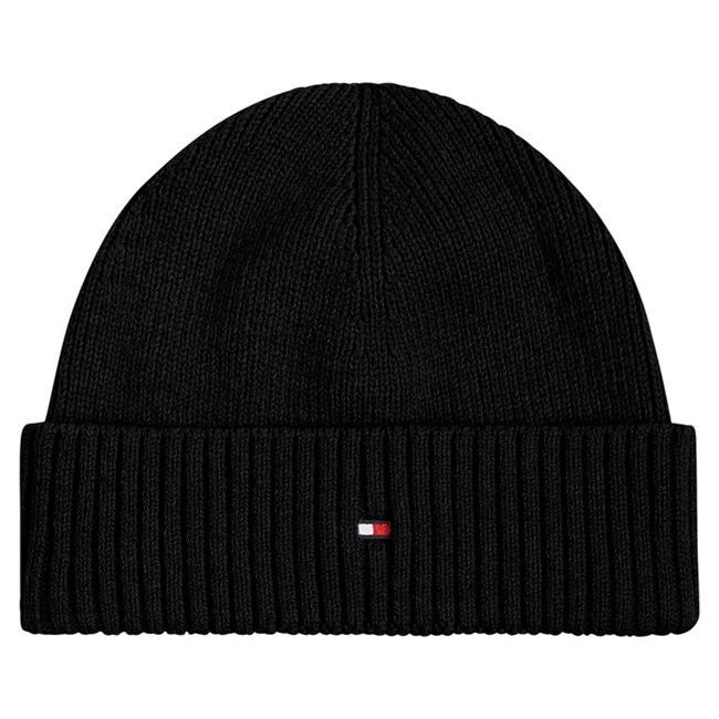 Strik Hue Hilfiger Essential Rib short Beanie Sort