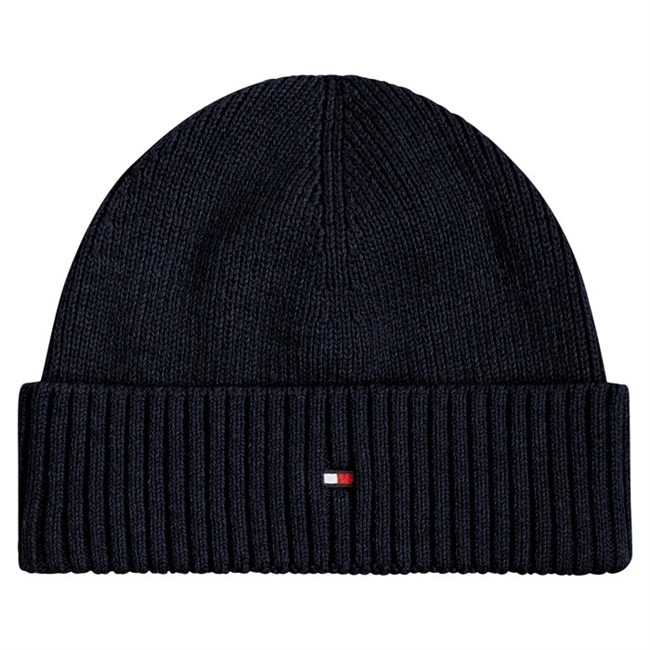 Strik Hue Hilfiger Essential Rib short Beanie Navy Blå