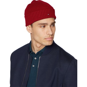 Strik Hue Hilfiger Essential Rib short Beanie Rød