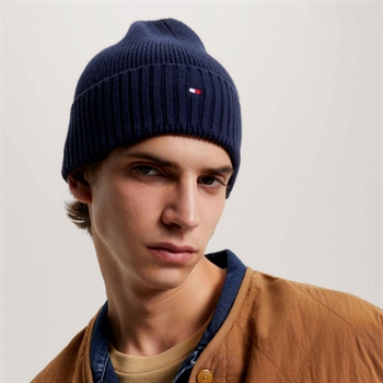 Strik Hue Hilfiger Essential Flag Beanie Blå