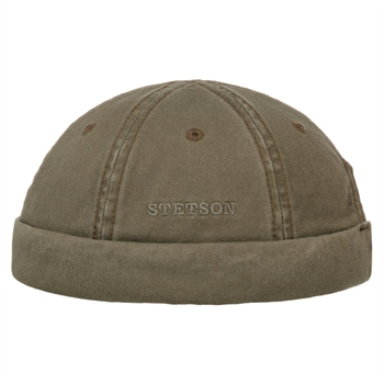 Army-farvet Beanie i bomuld fra Stetson