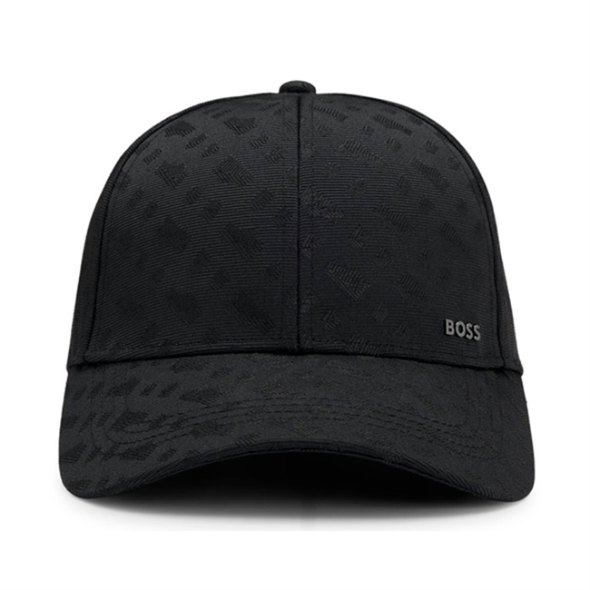 Moderne cap i sort mønster fra BOSS med logo