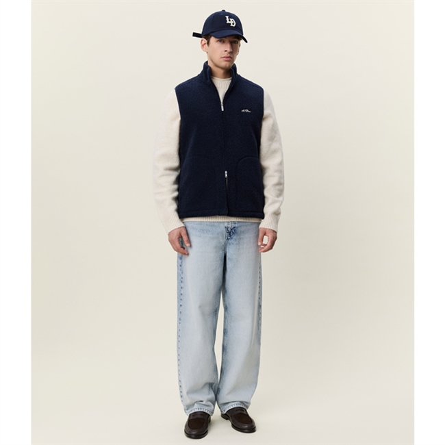 Les Deux Patch Teddy Vest m/ Lynlås Dark navy