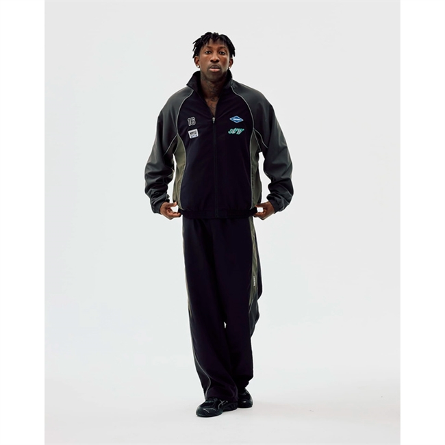 Oversized two tone track jakke i sort fra Bareen