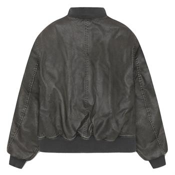 Bareen Bomber Jakke Faux Leather Vintage Sort