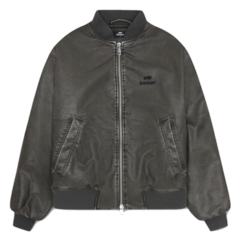 Bareen Bomber Jakke Faux Leather Vintage Sort