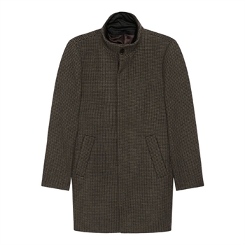 Pæn ternet uld frakke i brun fra Matinique