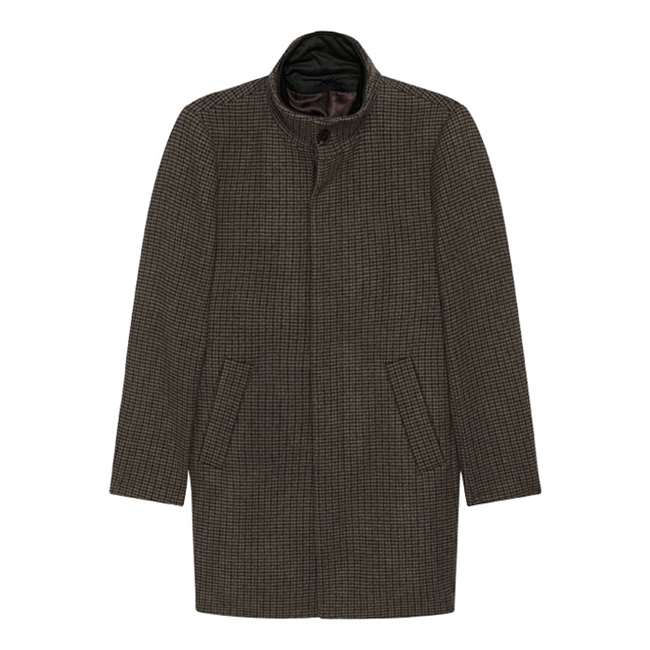 Pæn ternet uld frakke i brun fra Matinique