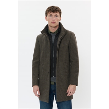 Pæn ternet uld frakke i brun fra Matinique