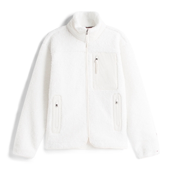 Moderne teddy jakke i off white fra Tommy Hilfiger