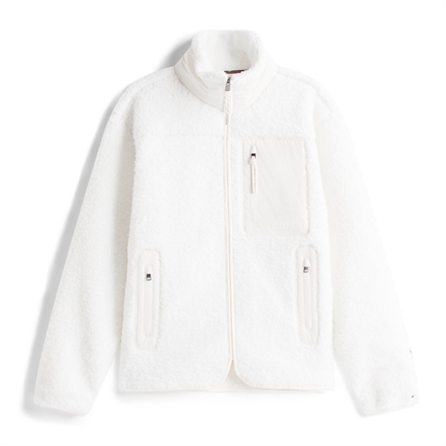 Moderne teddy jakke i off white fra Tommy Hilfiger