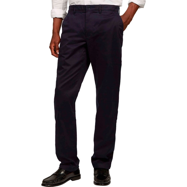 Klassiske navy straight fit chino bukser fra Tommy Hilfiger