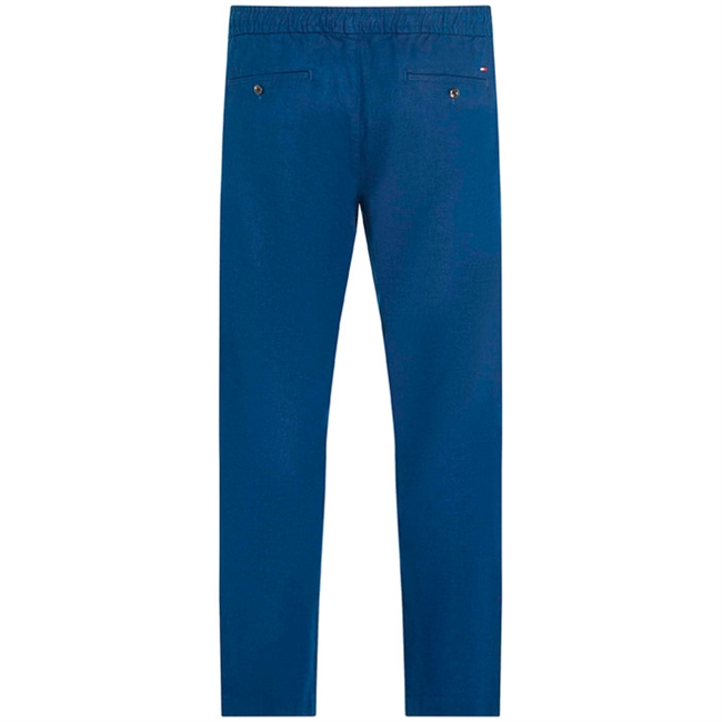 Flotte blå relaxed tapered fit hørbukser fra Tommy Hilfiger