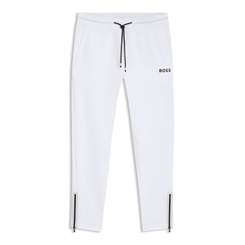 Hvide sweatpants med lynlås ved ben åbningen fra BOSS